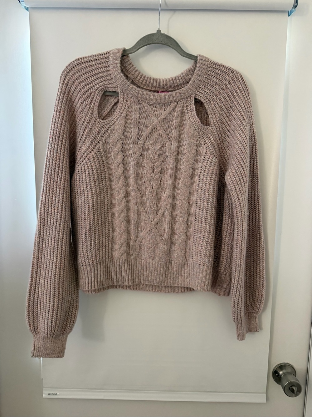 Francesca's Collections Dusty Rose Cable-Knit Cutout Sweater